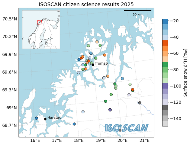 map showing the sample locations